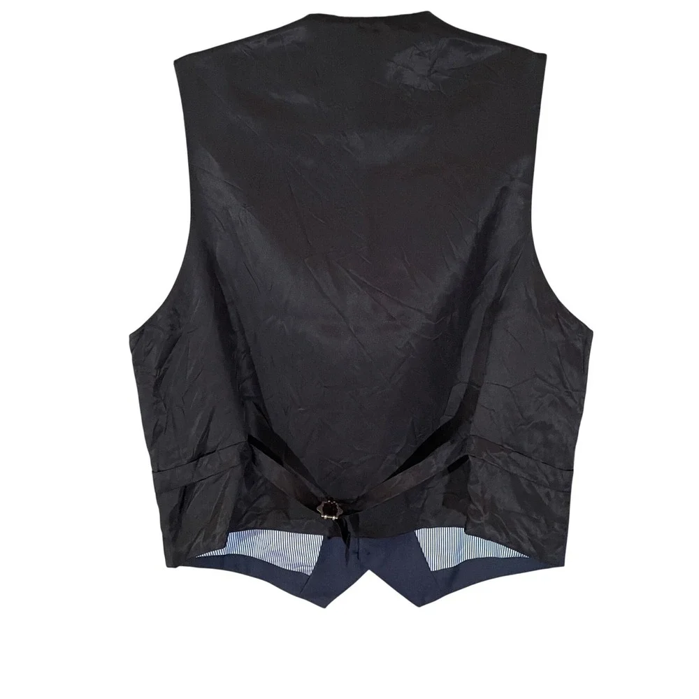 Tommy‎ Hilfiger Mens Navy Blue 100% Worsted Wool 5-Button Suit Vest Waistcoat M